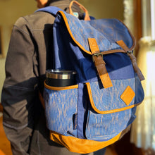 Load image into Gallery viewer, Cotton Canvas Drawstring Flap Backpack With Vegan Bottom
